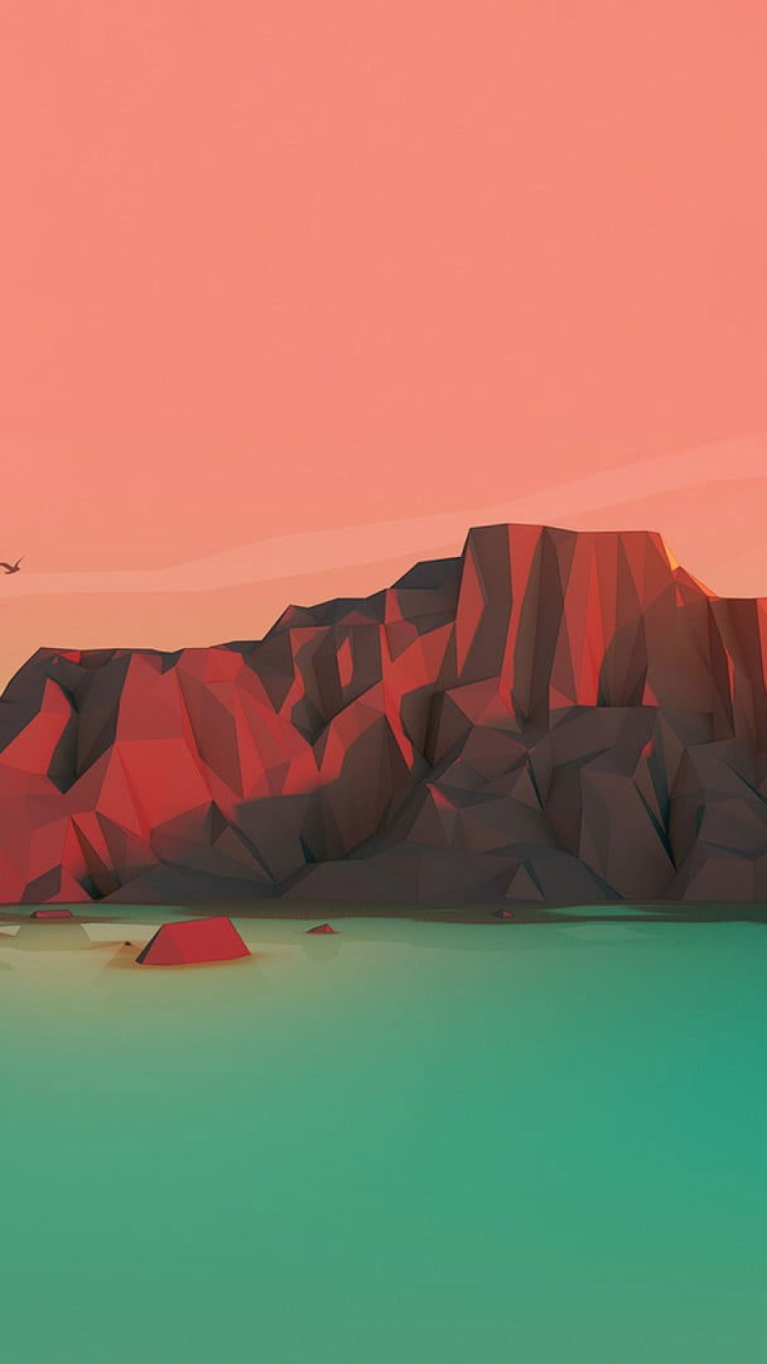 Brown Mountain Illustration Wallpaper, Sunset, Digital Art, Mountains, Low Poly • Wallpaper For You