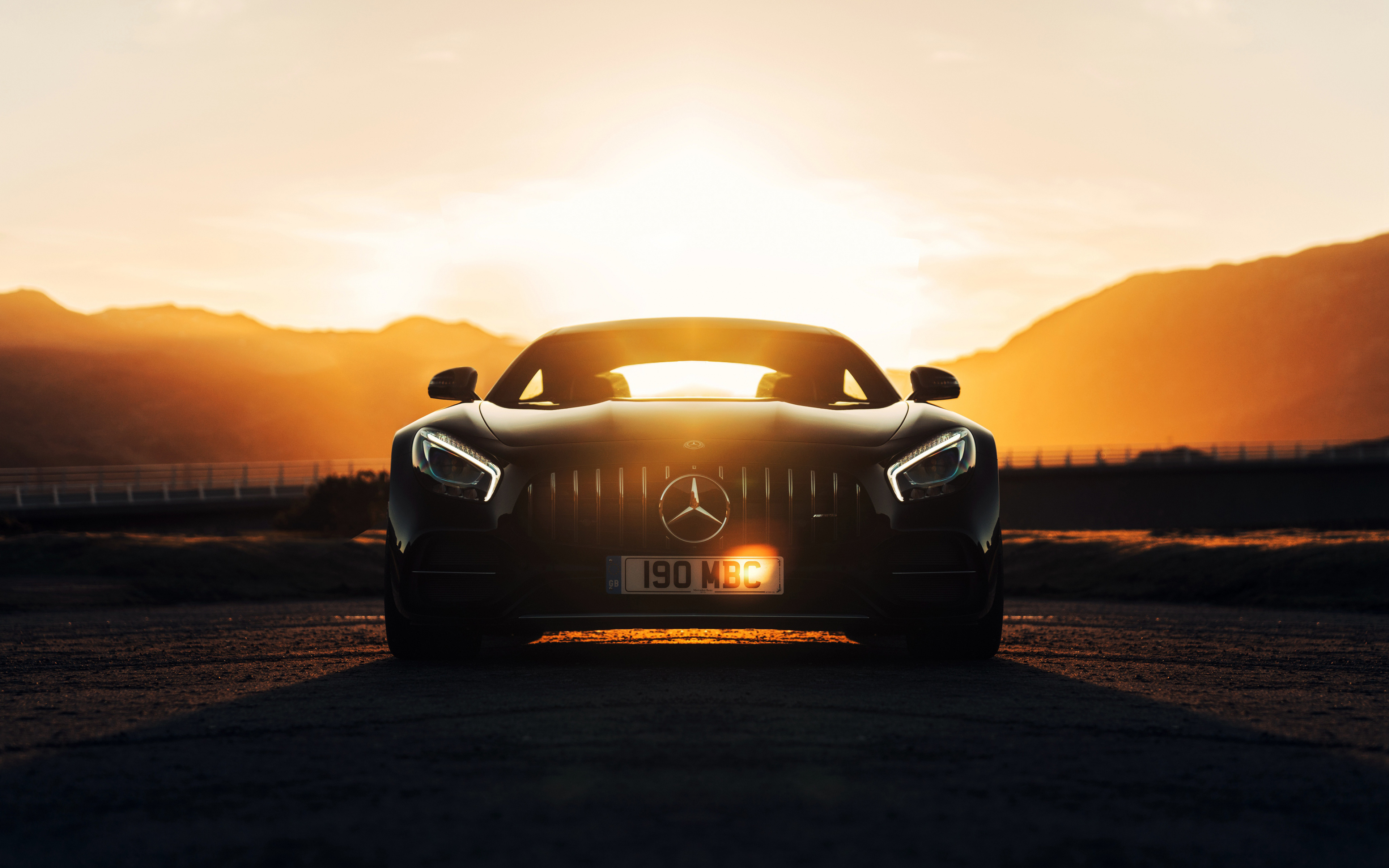 Mercedes Amg Gt C, Black, Sunset, Wallpaper Benz C Amg 4k