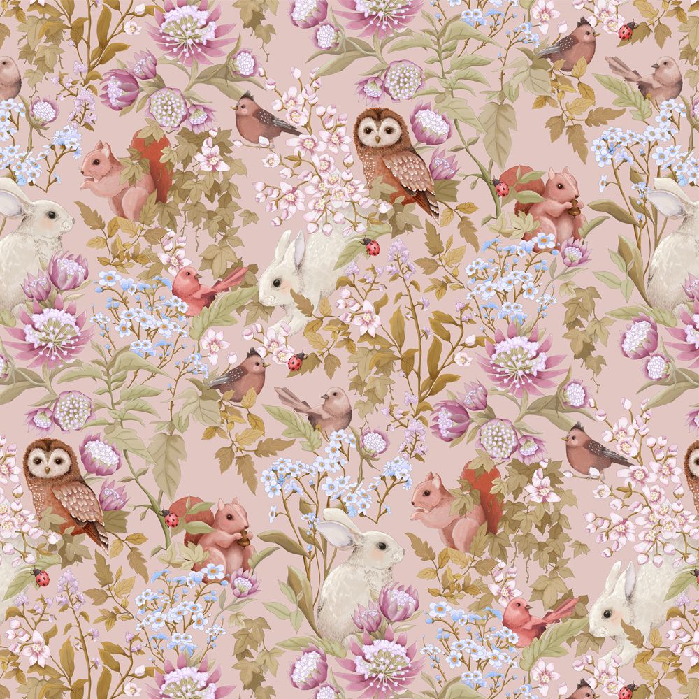 Woodlands pattern repeat for Jimmy Cricket Harris. Woodland wallpaper, Blush wallpaper, Deer wallpaper