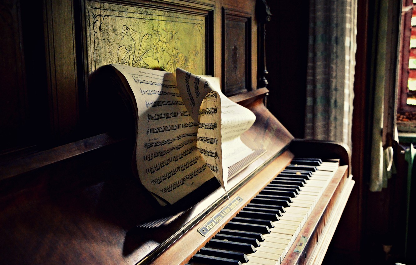 Wallpaper notes, music, piano image for desktop, section музыка