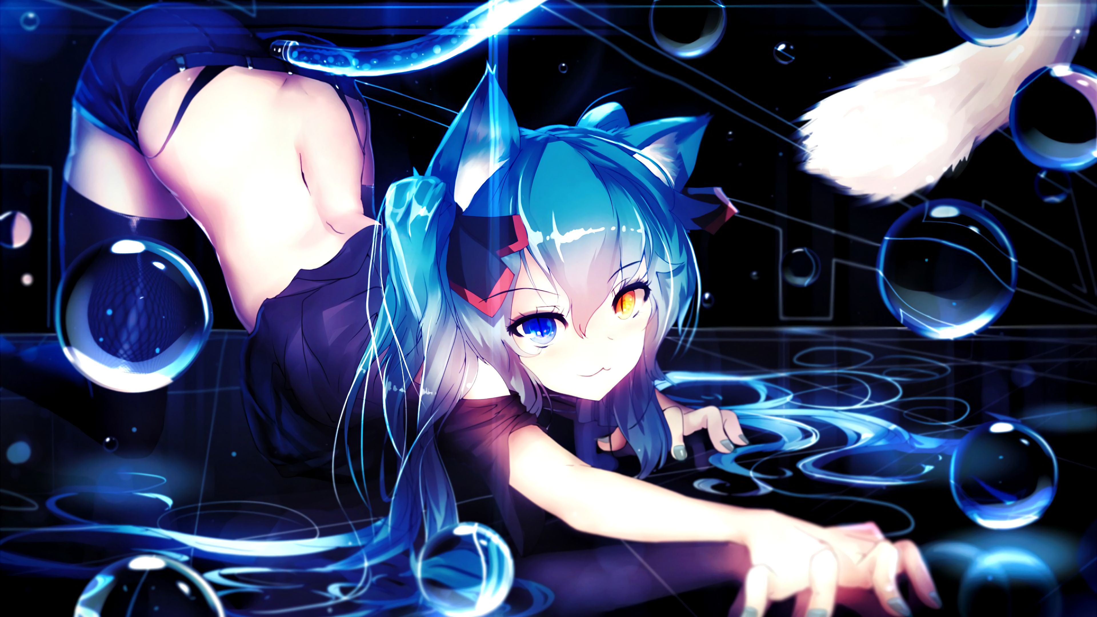 Gamer Girl Anime Cat Wallpaper