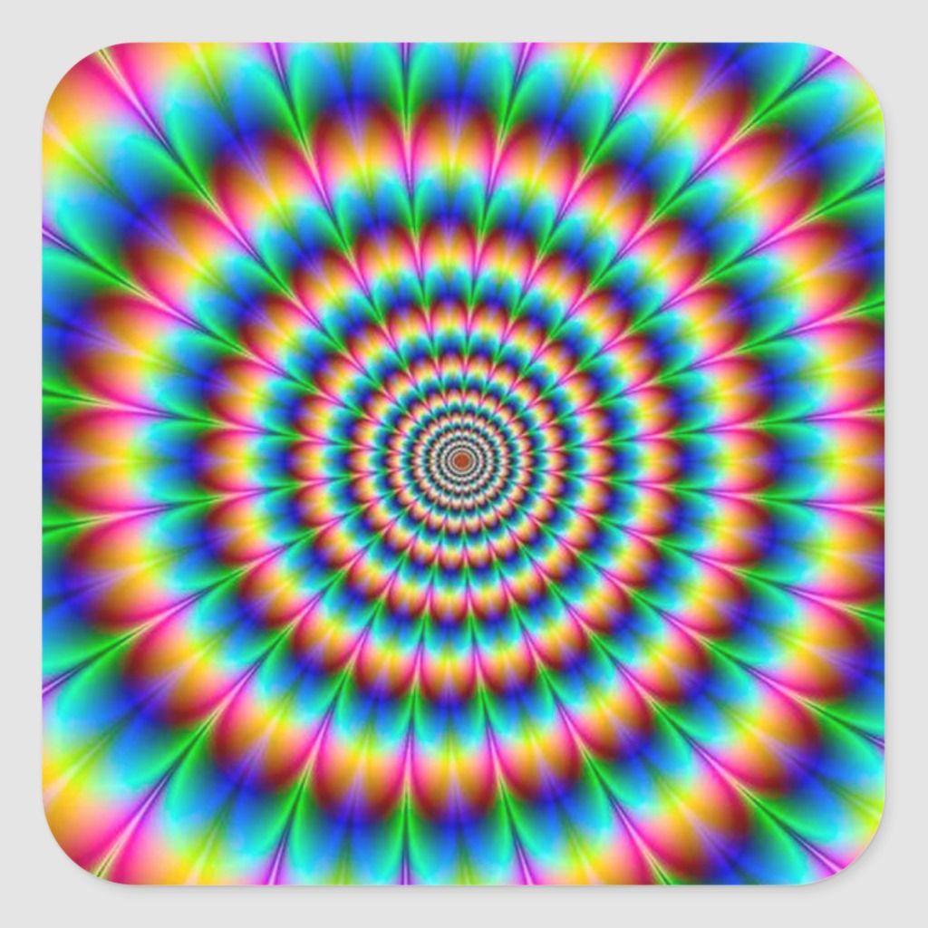 Rainbow Spiral Optical Illusion Square Sticker. Zazzle.com. Optical illusions, Illusions, Optical illusion wallpaper