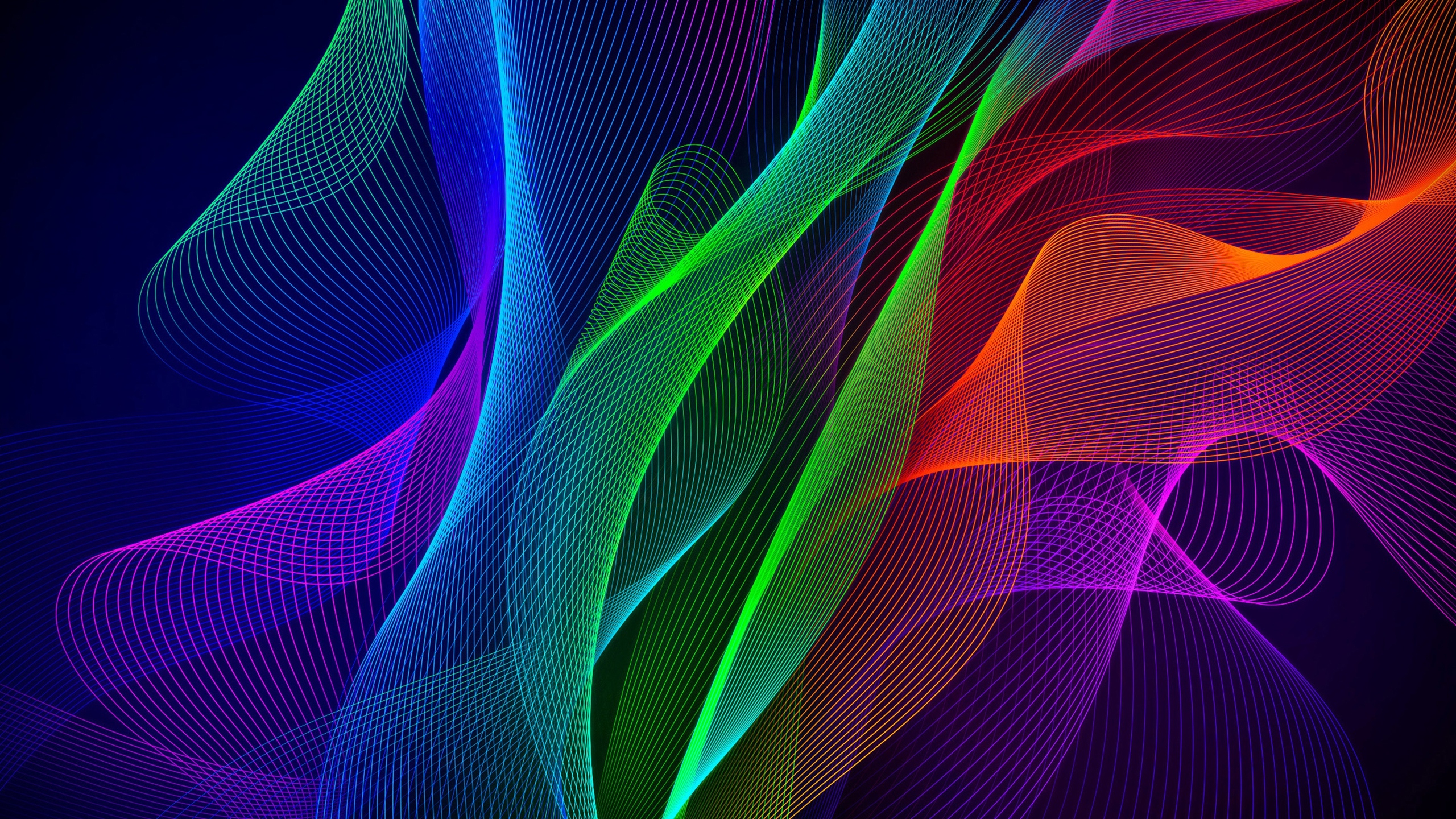 Wallpaper Colorful Waves, Rainbow, Wavy, Abstraction, Illusion:2560x1440
