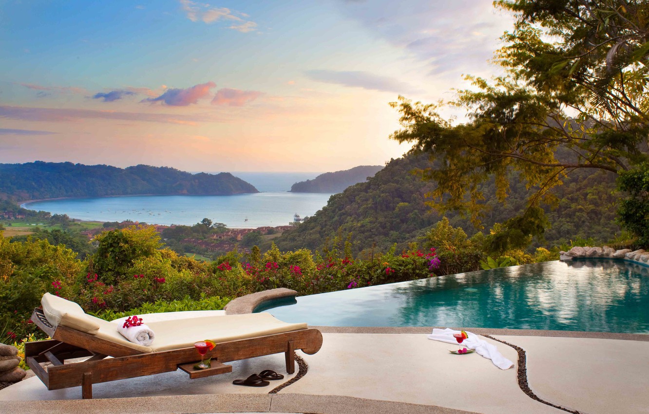 Wallpaper sea, view, pool, Costa Rica, Luxury Villa image for desktop, section пейзажи