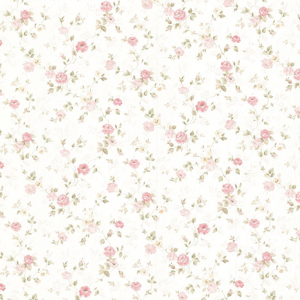 Mirage Alex Pink Delicate Satin Floral Trail Vinyl Peelable Roll Wallpaper (Covers 56 Sq. Ft.) 992 68348. Vintage Floral Wallpaper, Pink Floral Wallpaper, Shabby Chic Wallpaper