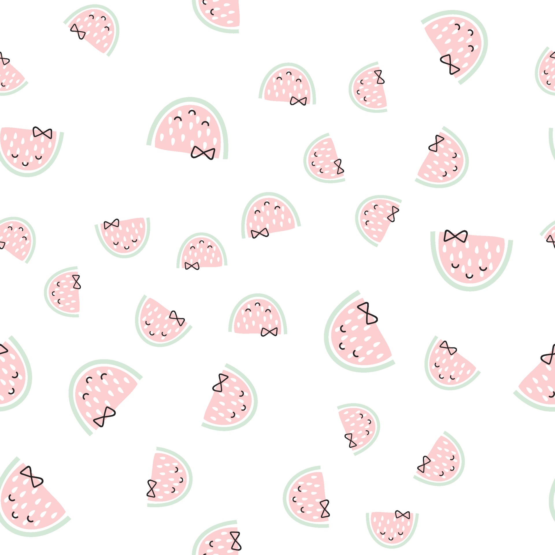 Seamless background with pink watermelon slices. Cute fruit pattern. Summer food vector scandinavian illustration. Design for baby textile, wallpaper, web, fabric and decor