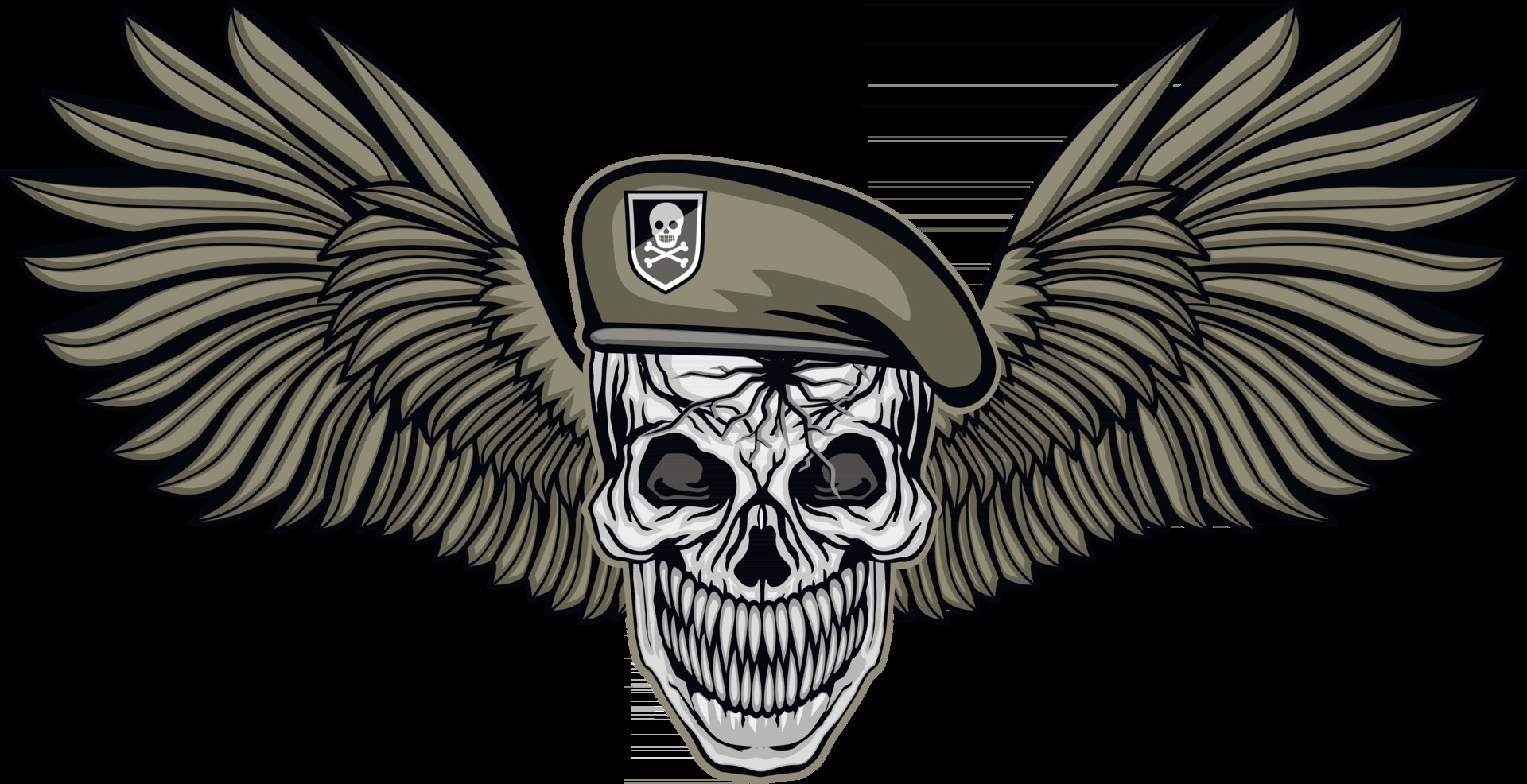 military sign with skull and wings grunge vintage design t shirts