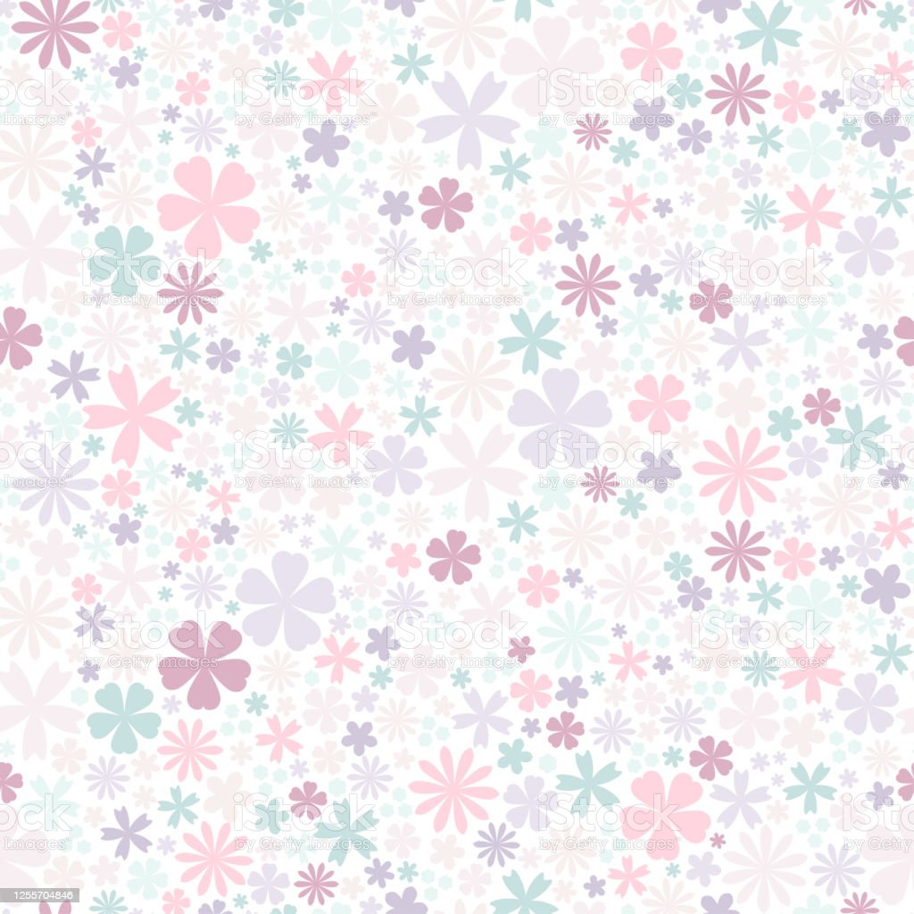 Seamless Flower Pattern Flat Flowers Of Pastel Colors On White Background Stock Illustration Image Now