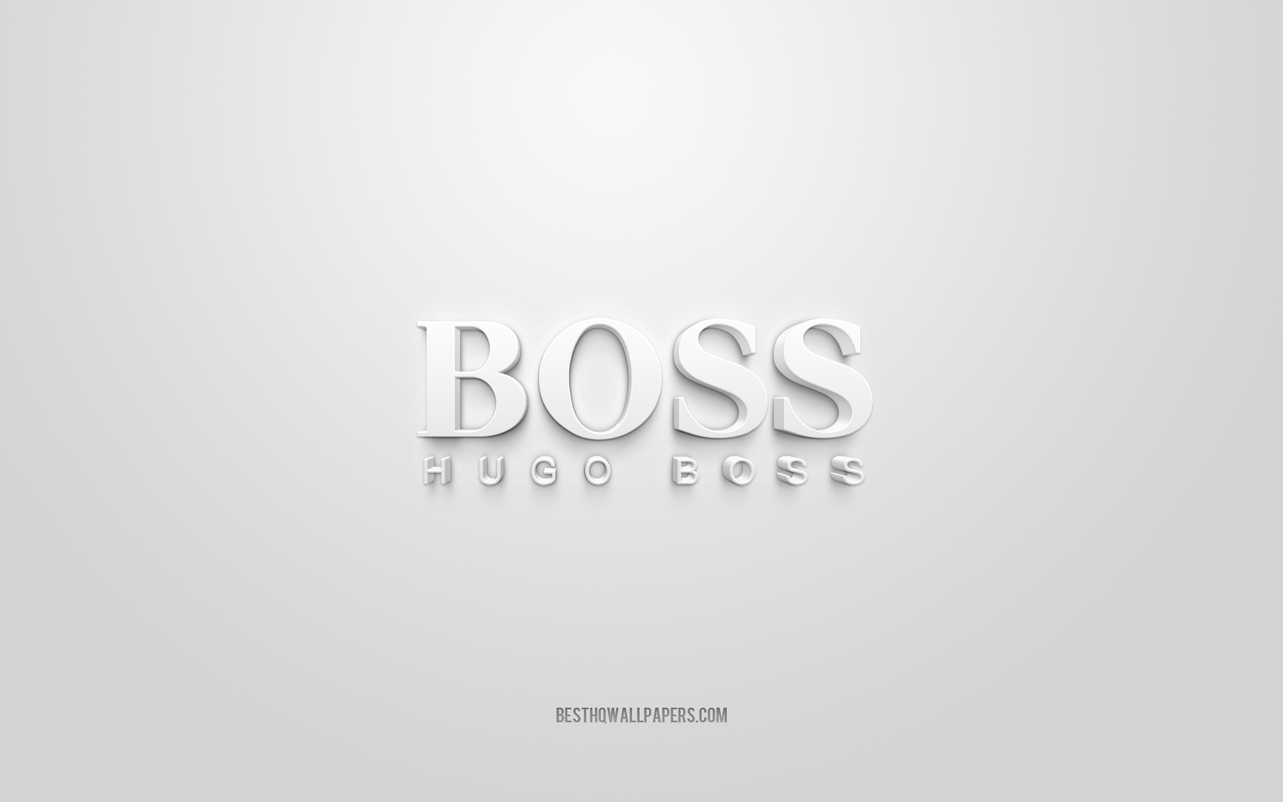 Download wallpaper Hugo Boss logo, white background, Hugo Boss 3D logo, 3D art, Hugo Boss, brands logo, white 3D Hugo Boss logo for desktop with resolution 2560x1600. High Quality HD picture wallpaper