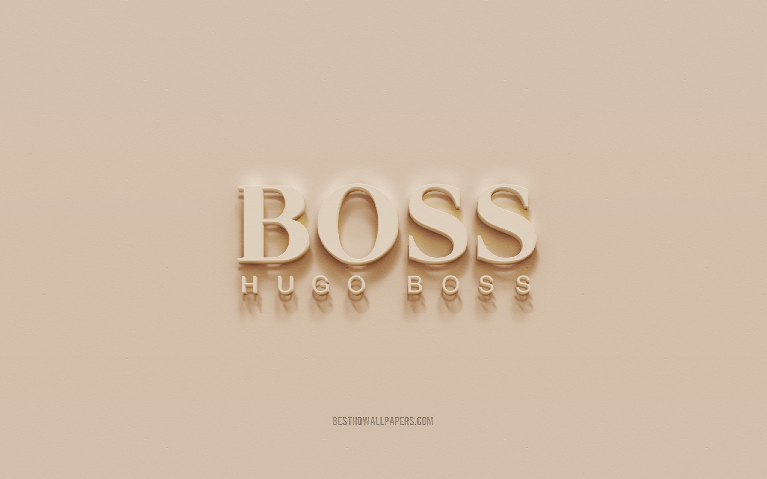 Download wallpaper Hugo Boss logo, brown plaster background, Hugo Boss 3D logo, brands, Hugo Boss emblem, 3D art, Hugo Boss for desktop with resolution 2560x1600. High Quality HD picture wallpaper