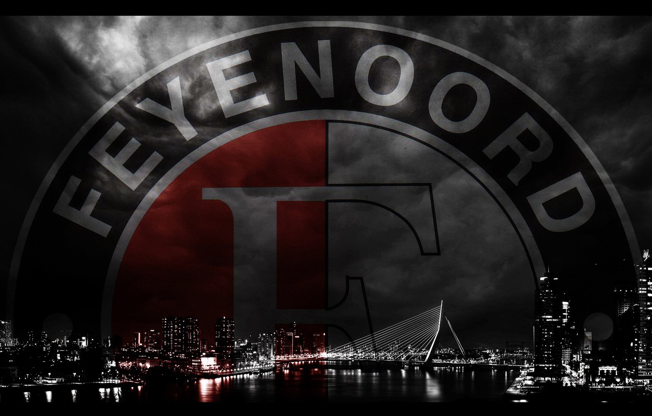Wallpaper city, wallpaper, sport, logo, night, football, Rotterdam, Feyenoord image for desktop, section спорт