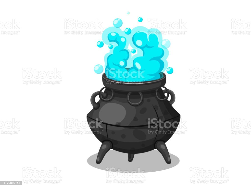 Cartoon Witches Cauldron Concept Cartoon Witches Cauldron For Halloween Of Magic Witchcraft Boiling Potions Vector Clipart Illustration Isolated On White Background Stock Illustration Image Now