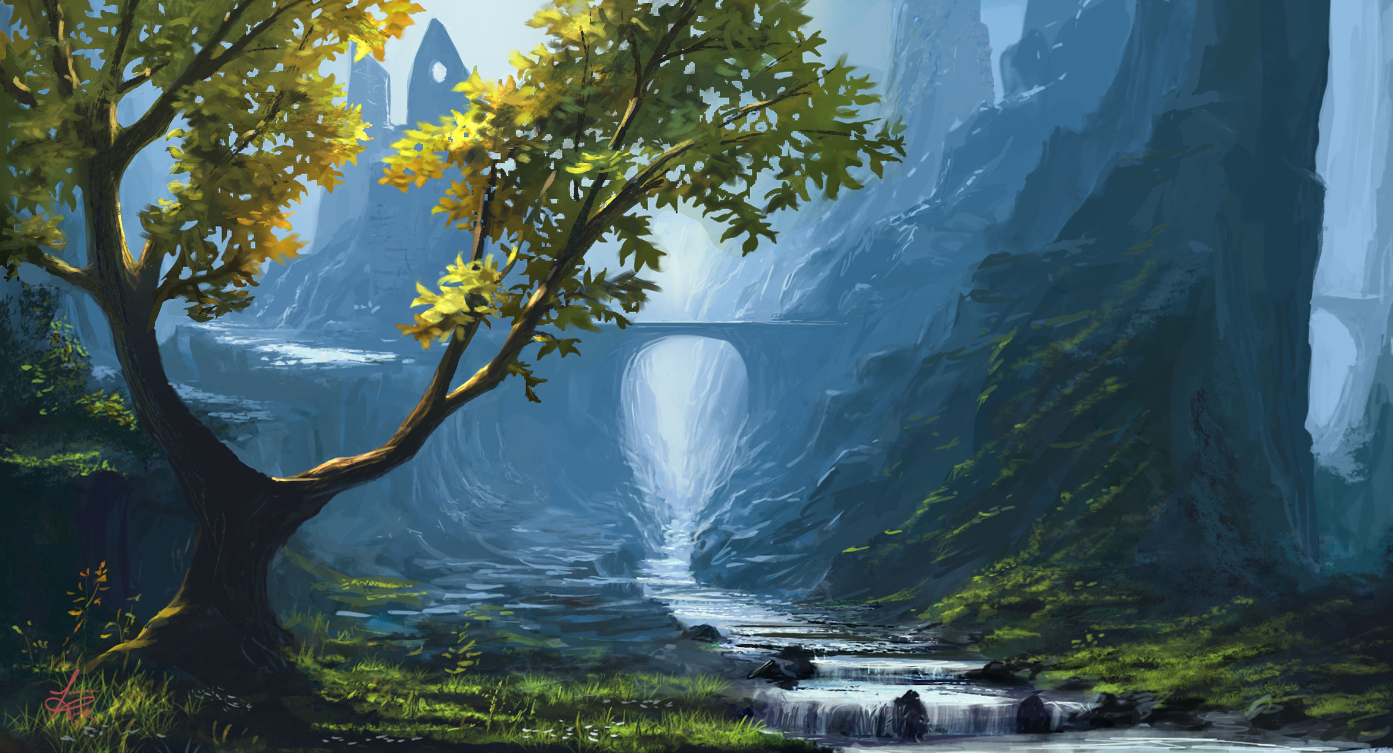 Forest Painting Wallpaper Free Forest Painting Background