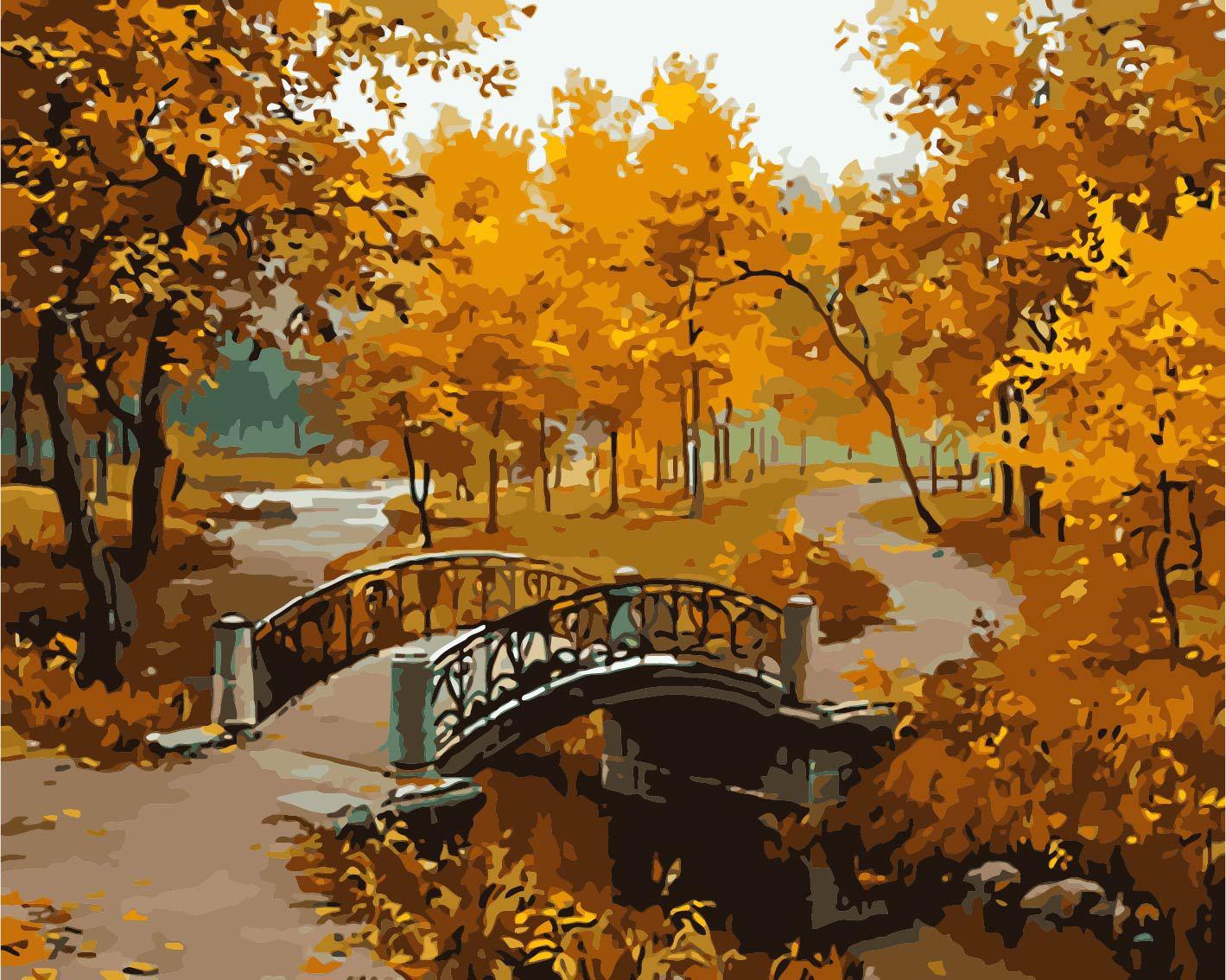 Discount Wholesale Diy Digital Oil Painting Autumn Charm In The Forest 40*50 Frameless Coloring Hand Painted Living Room Bedroom Decoration Painting From China