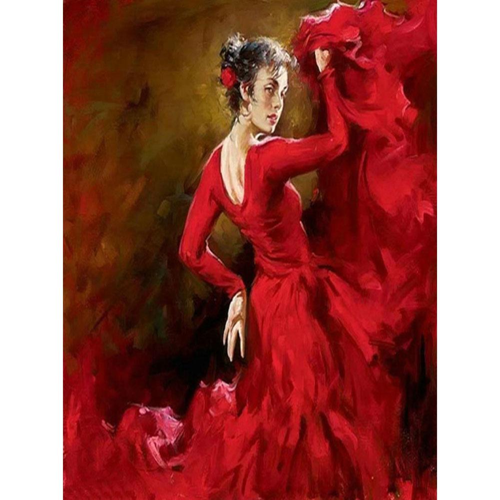 Buy Paint By Numbers Red Dress Women DIY Digital Oil Painting Room Decoration at affordable prices