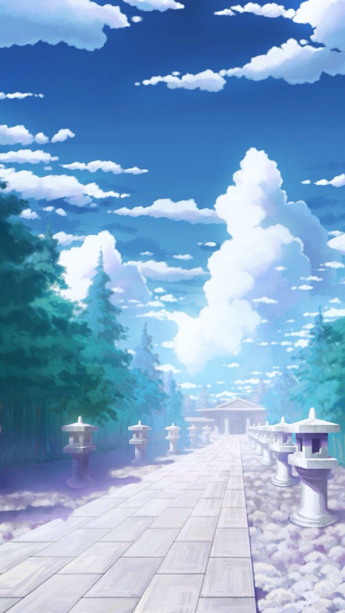 Anime Scenery With Blue Sky Wallpaper Download  MobCup