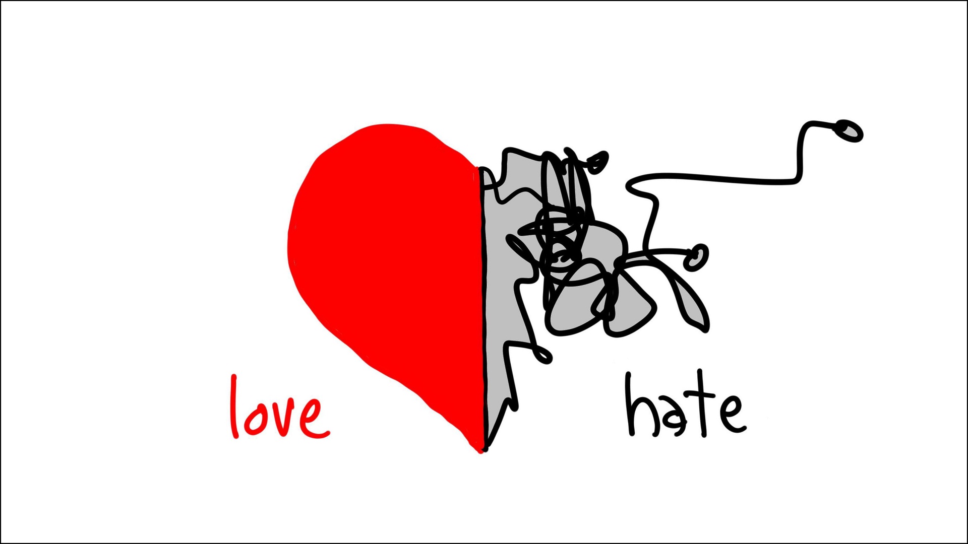 Love And Hate Combination Heart Wallpaper Hate You