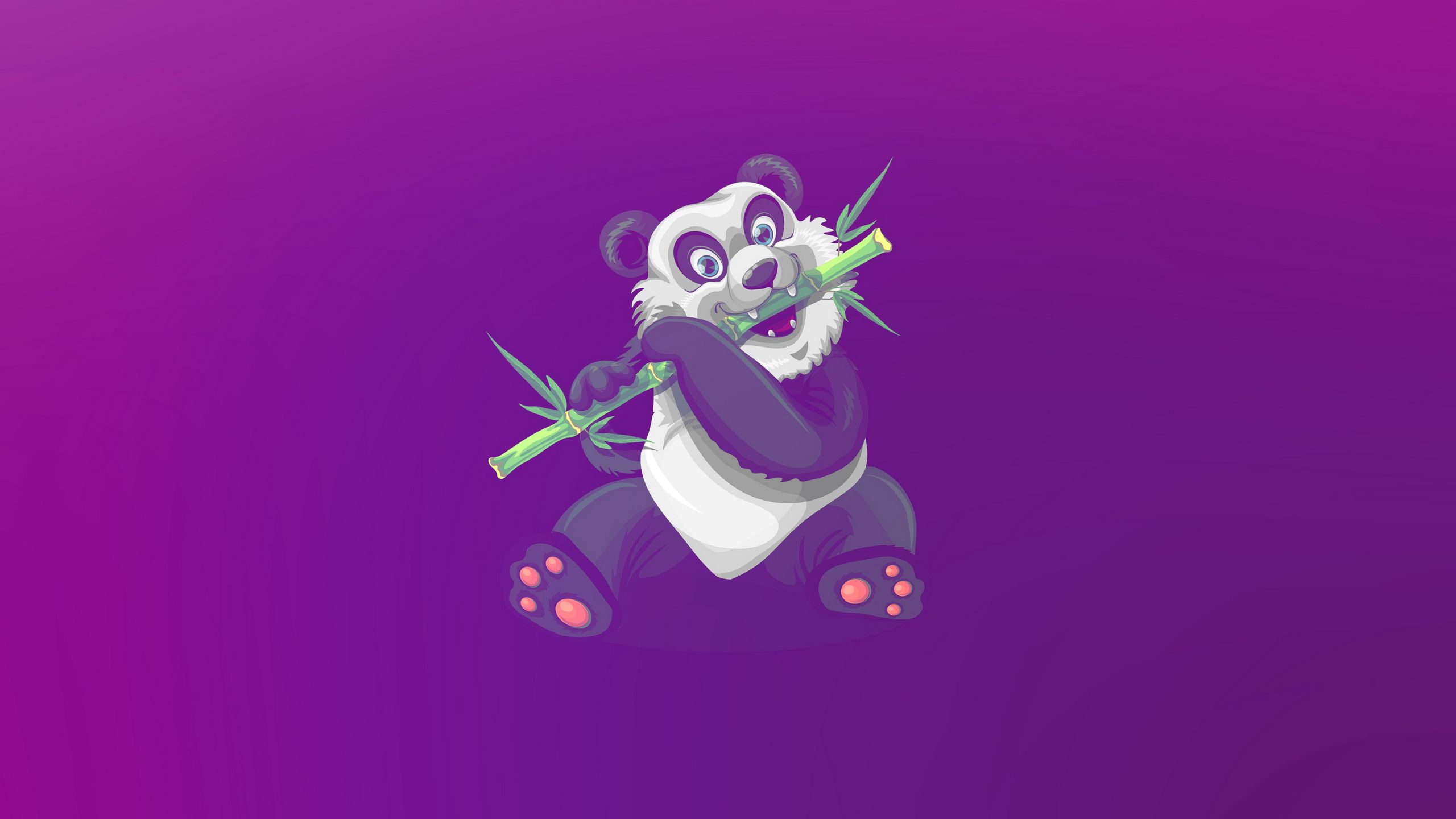 Download wallpaper 2560x1440 panda, art, bamboo, cute widescreen 16:9 HD background