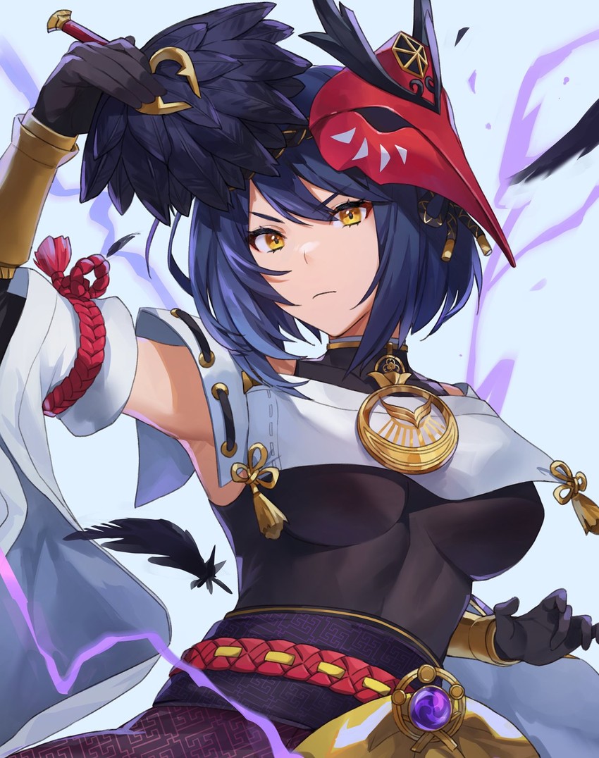 kujou sara (genshin impact) drawn by kamu_(kamuuei)