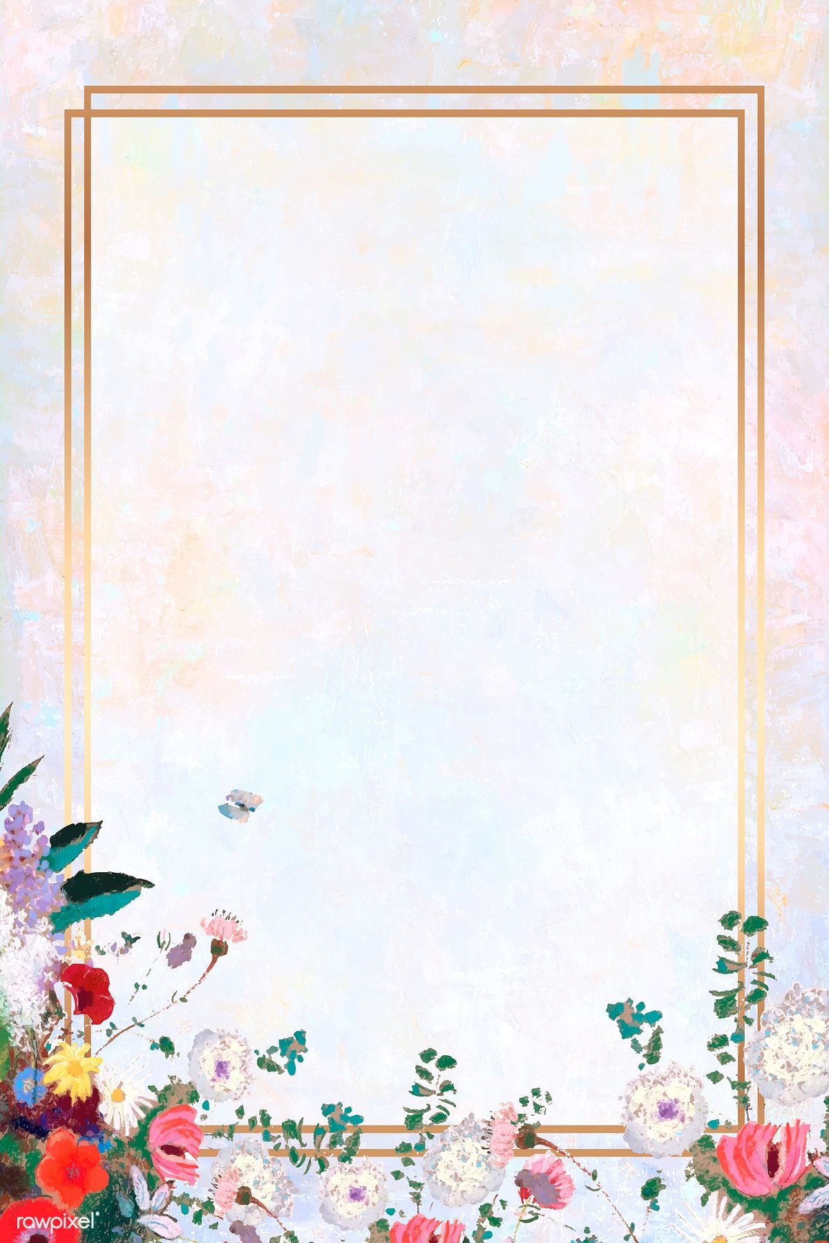 Rectangle gold frame on pastel background vector / busbu. Pastel background, Flower background wallpaper, iPhone wallpaper vintage