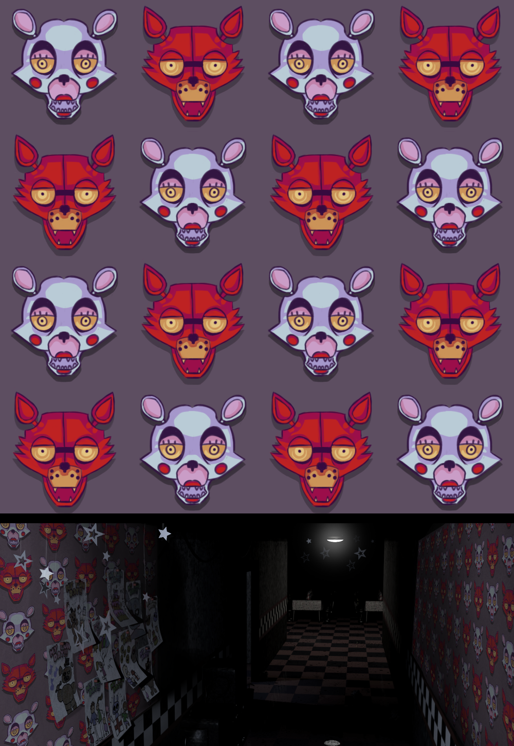 cute fnaf wallpaper, red, fictional character, textile, pattern, cat