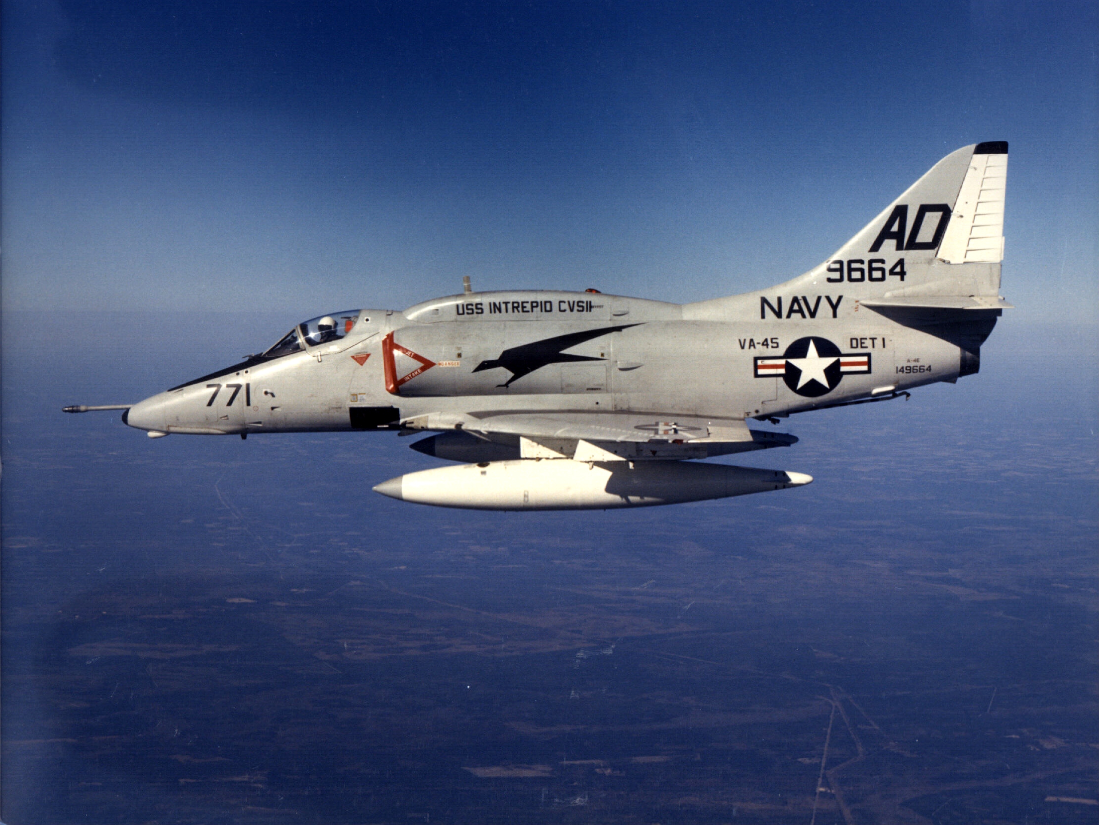A 4E Skyhawk From VA 45 In Flight In