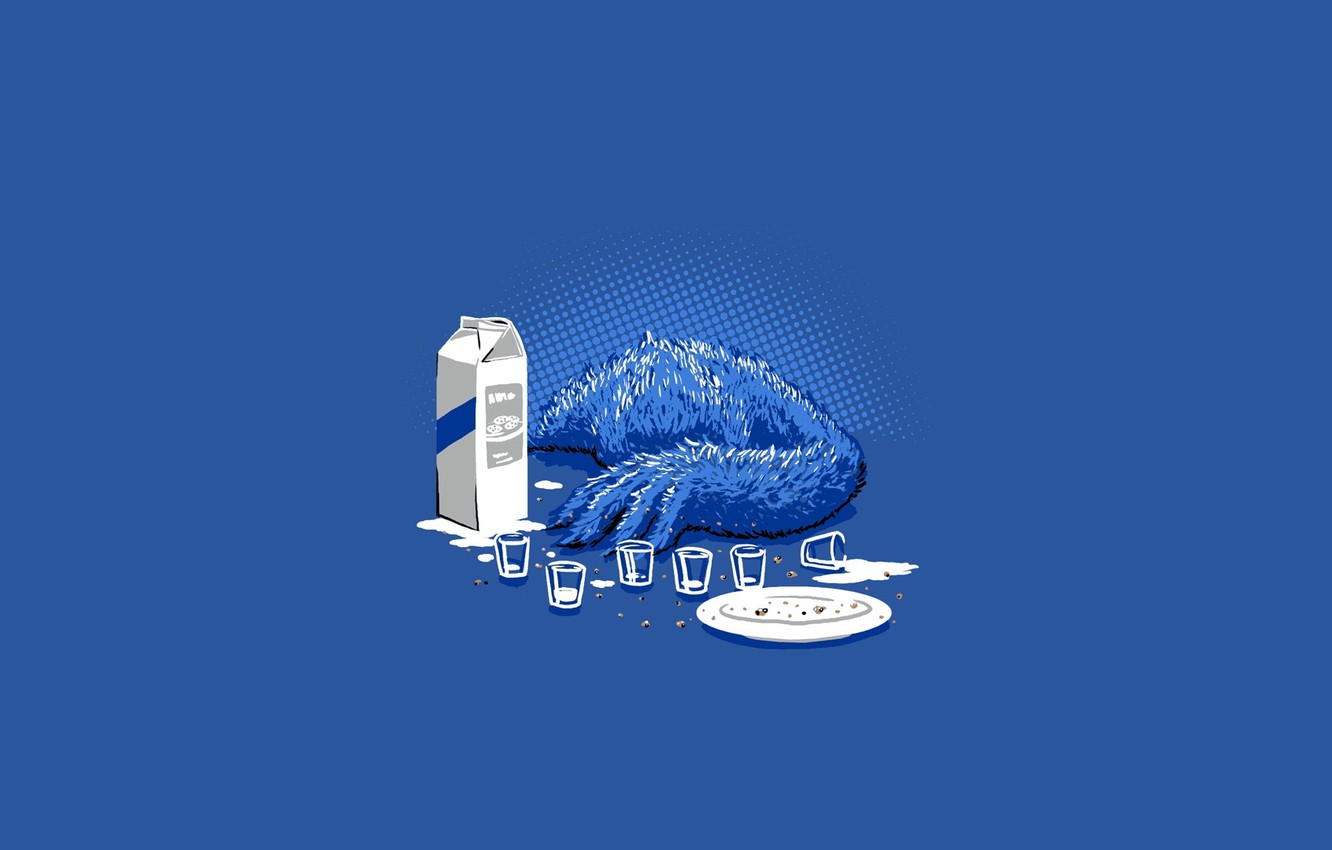 Wallpaper blue, milk, cookies, monster, blue, Cookie monster, Sesame Street, pecenjevce monster, Sesame Street, Cookie image for desktop, section минимализм