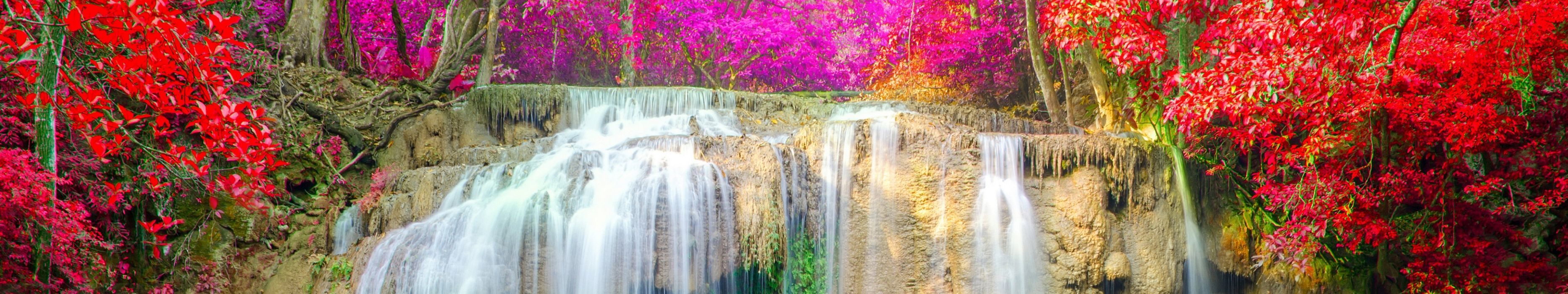 Triple monitor multi multiple screen chute paysage nature waterfall wallpaperx1080