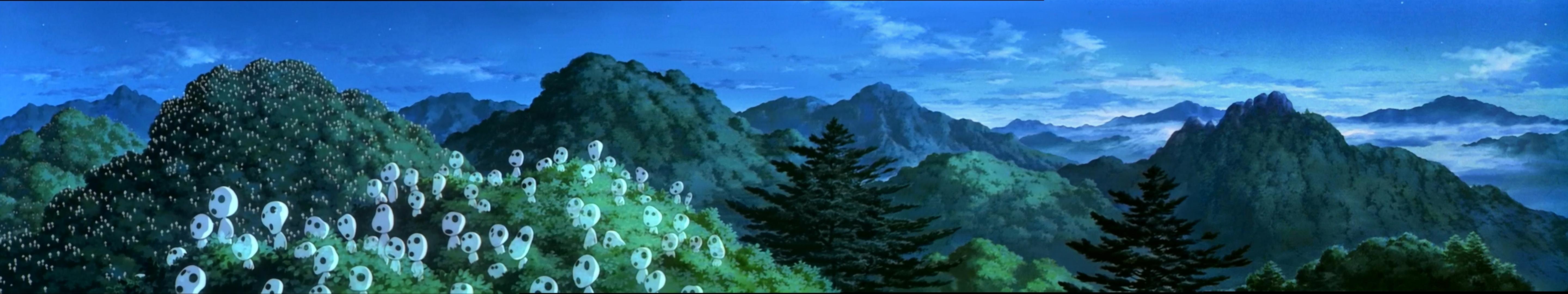 Triple monitor Princess Mononoke wallpaper, HD background
