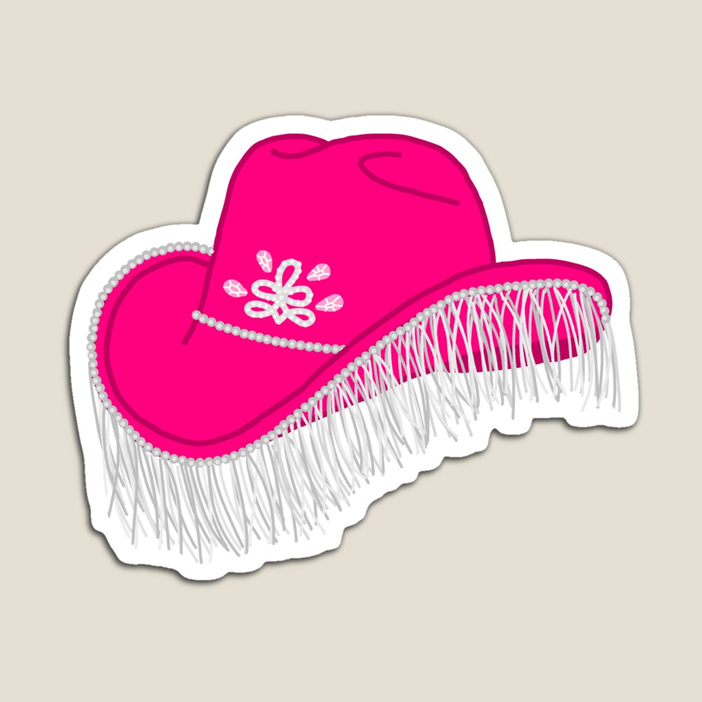 Pink Cowboy Hat by Logan Dorsey. Redbubble. Preppy stickers, Pink cowboy hat, Aesthetic stickers