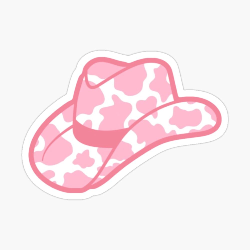 pink cow print cowgirl hat Sticker by Julia Santos. Cute laptop stickers, Preppy stickers, Tumblr stickers