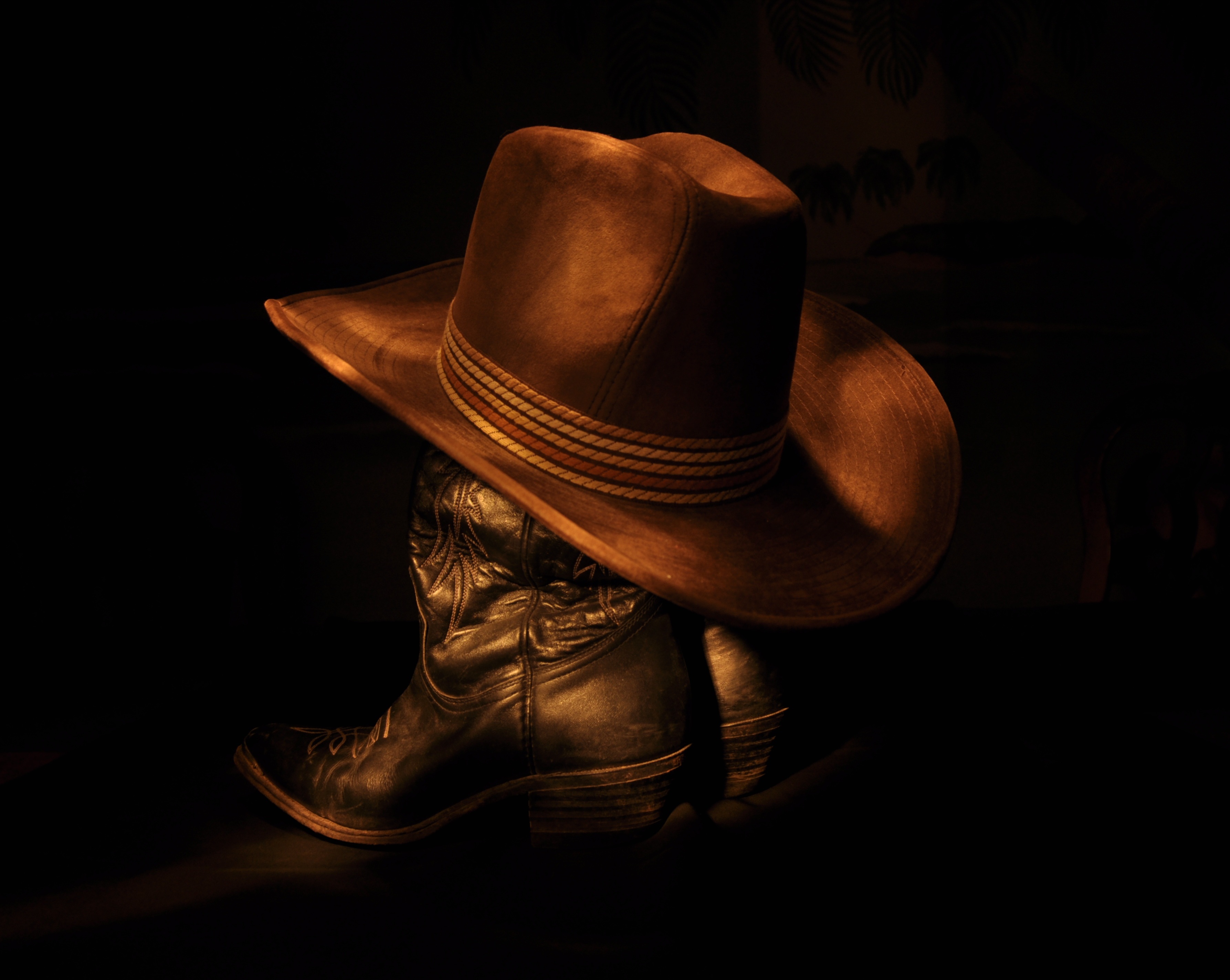 Painting Of Cowboy Boots And Hat