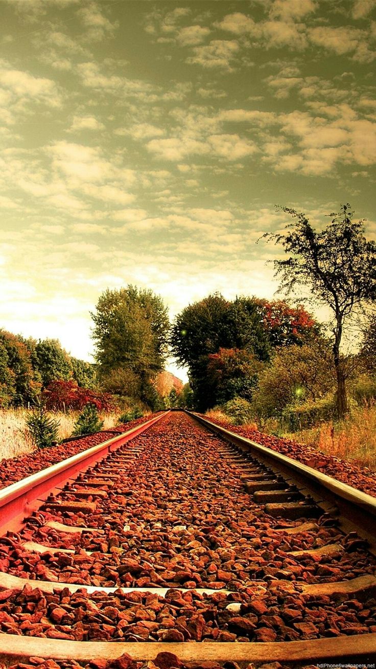 Train road wallpaper in spring. Manzara, Tren, Edebiyat