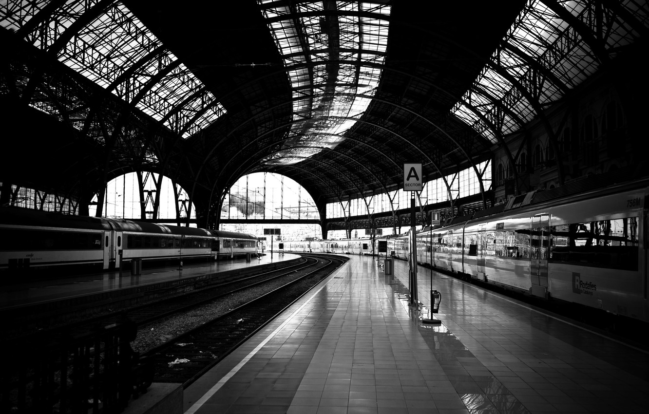 Wallpaper road, the way, photo, white, train, station, black, iron, platform, wallpaper image for desktop, section разное