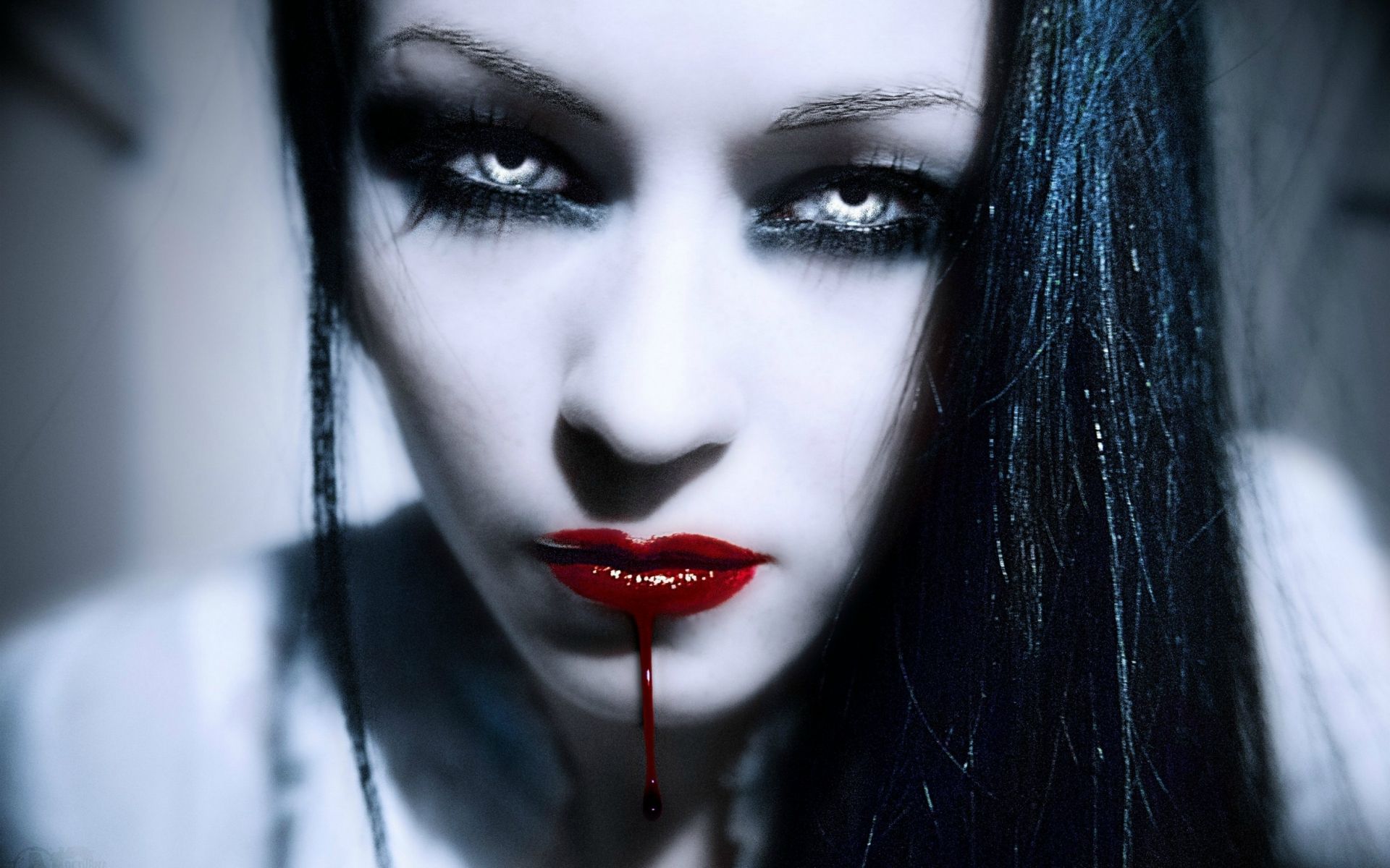 Dark horror fantasy gothic vampire women face blood wallpaper (2022)