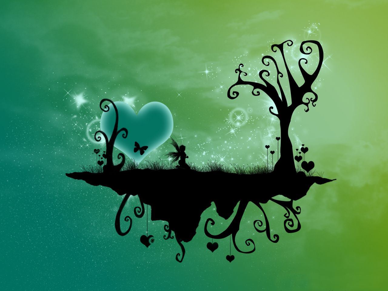 Green Love Fairy Wallpaper & Background Download