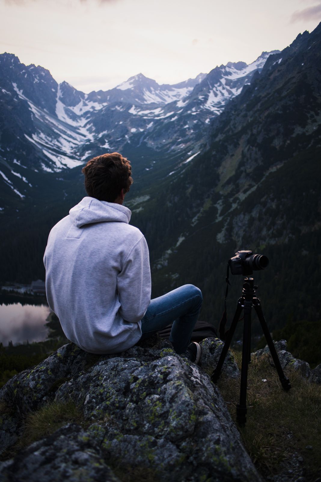 Nature Person Man Rocks Lake Mountain Camera Photographer