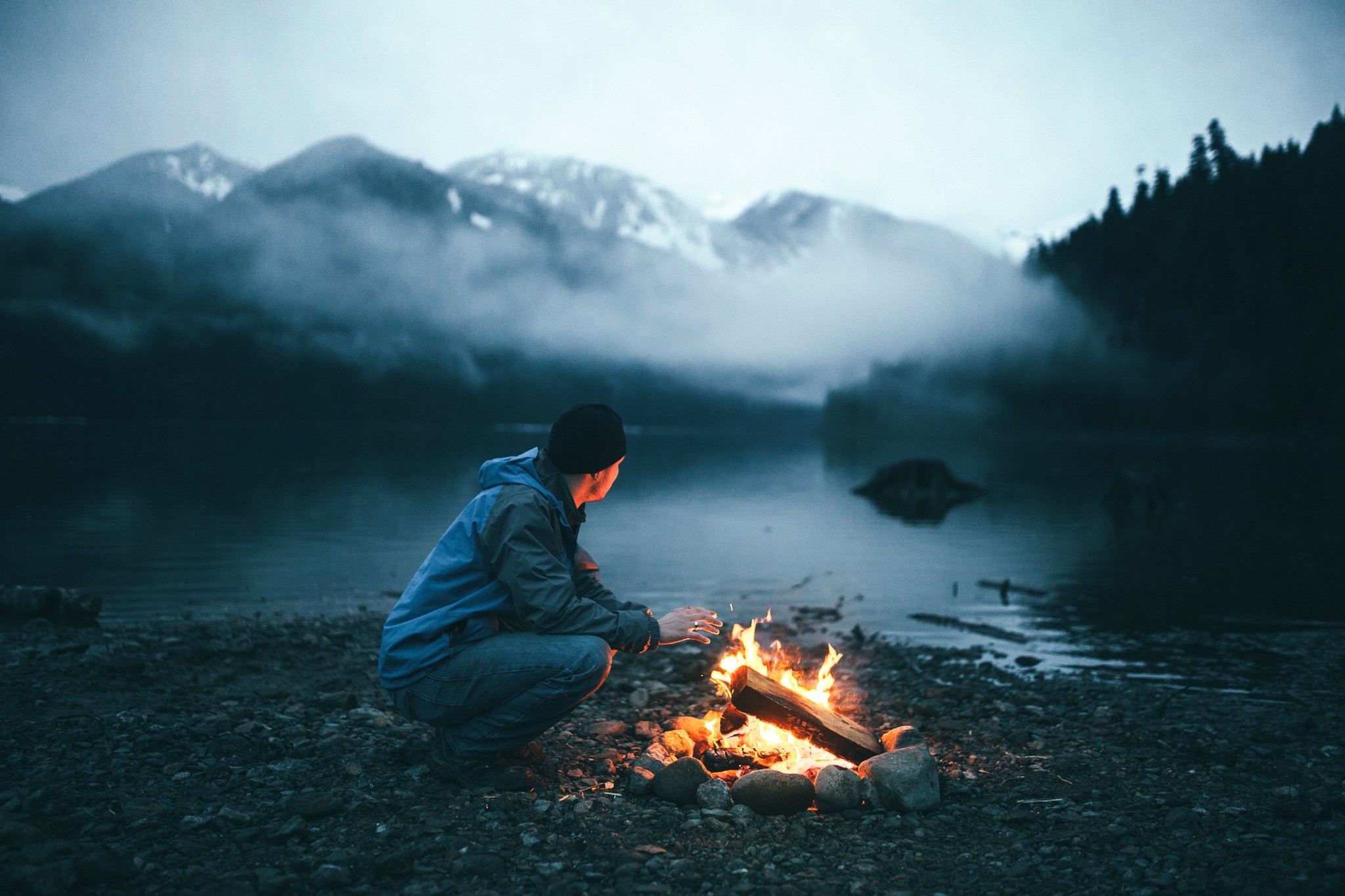 men, Fireplace, Fire, Landscape, Nature Wallpaper HD / Desktop and Mobile Background