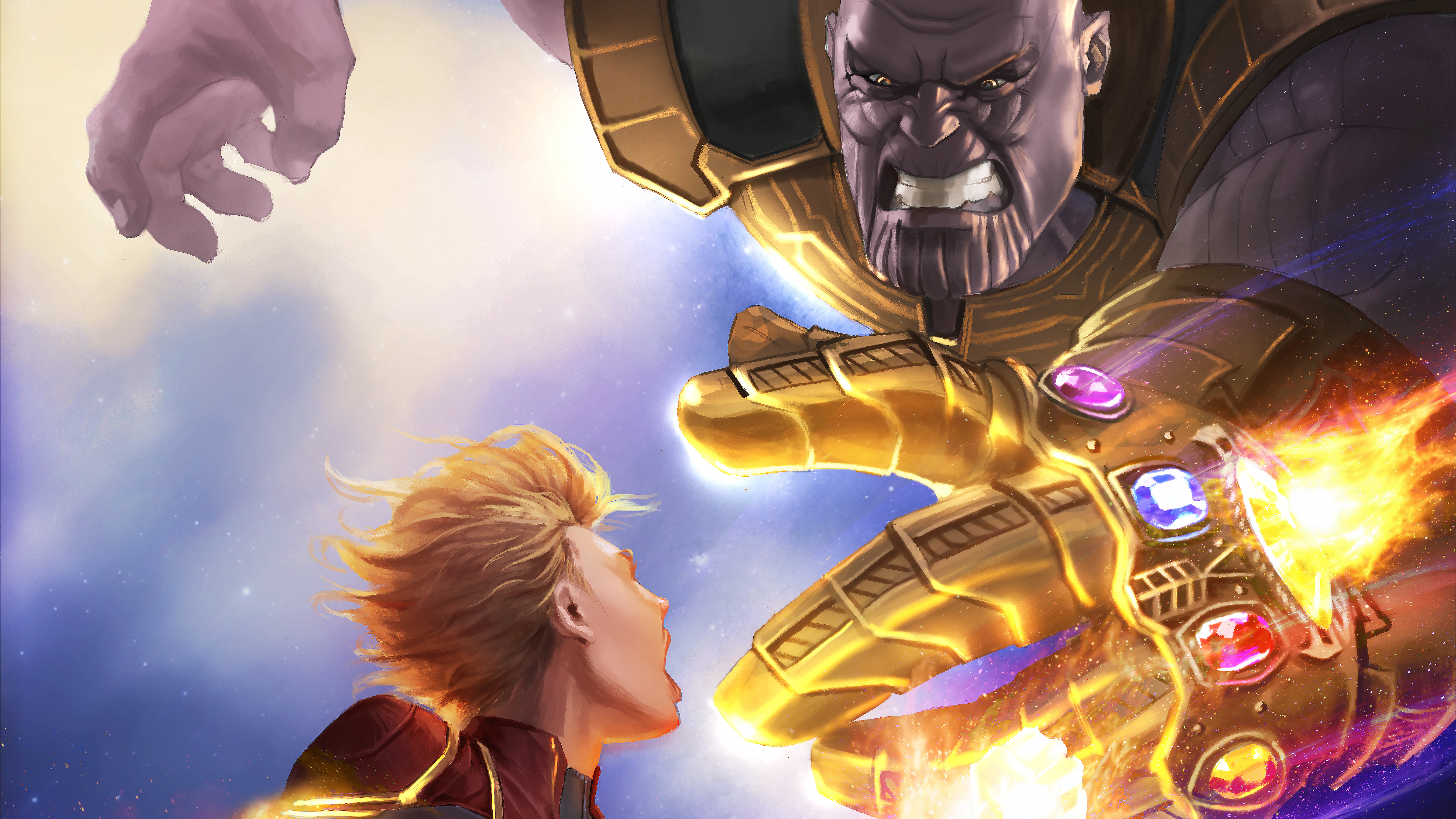 Captain Marvel Vs Thanos 5k Artwork, HD Superheroes, 4k Wallpaper, Image, Background, Photo and Picture