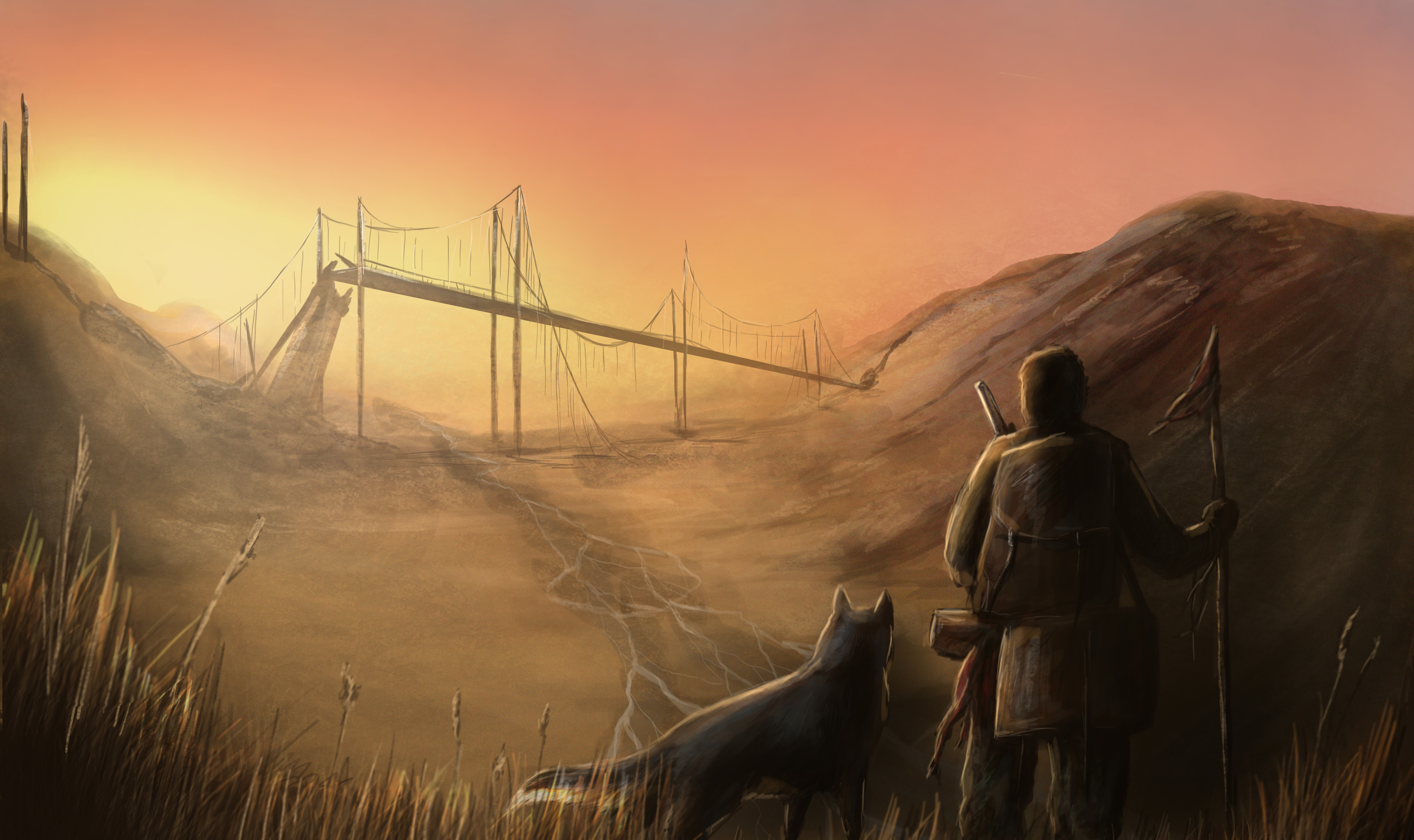 Man With Dog Fantasy Looking Away, HD Artist, 4k Wallpaper, Image, Background, Photo and Picture