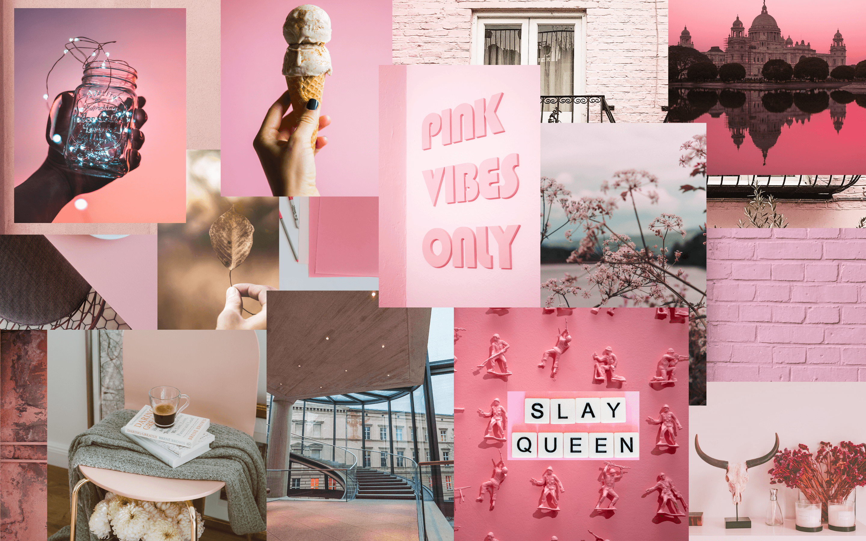 Free Vector  Modern aesthetic pink collage mobile wallpaper