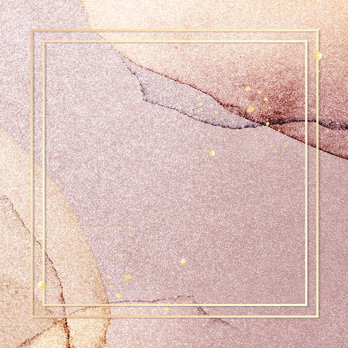 Gold frame on pink glitter