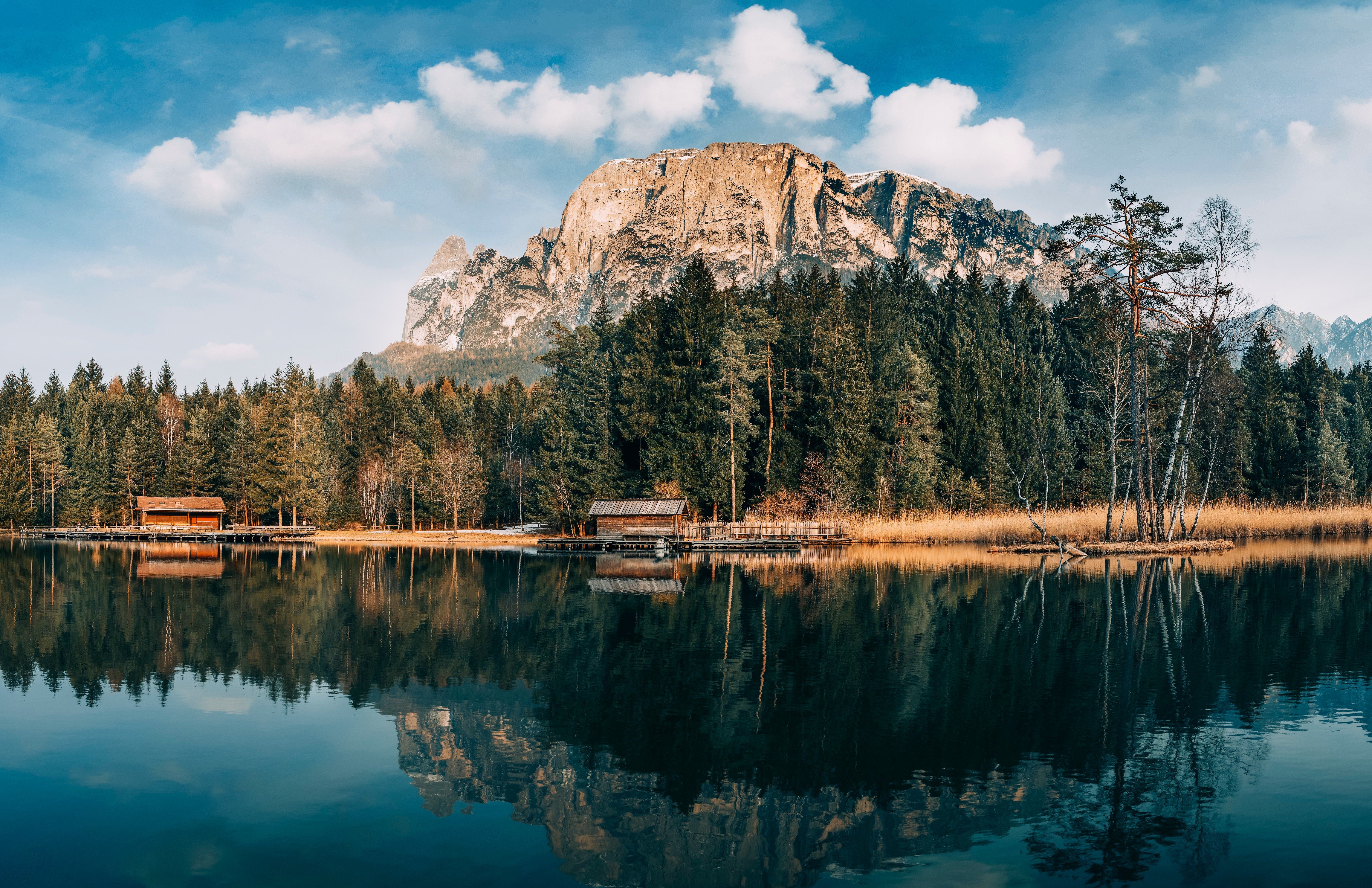 lake, House, Mountains, Trees HD Wallpaper / Desktop and Mobile Image & Photo
