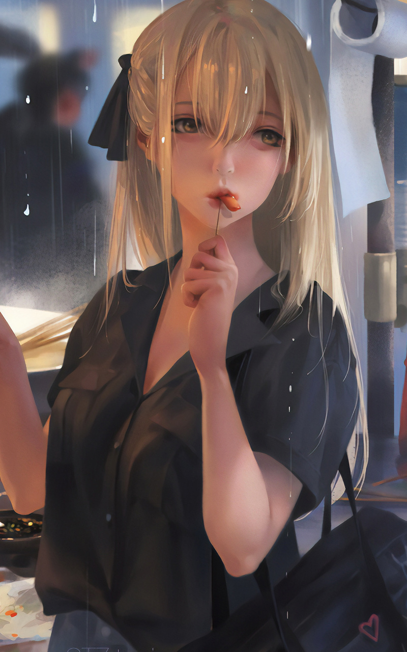 Anime Girl Eating Street Food 4k Nexus 7, Samsung Galaxy Tab 10, Note Android Tablets HD 4k Wallpaper, Image, Background, Photo and Picture