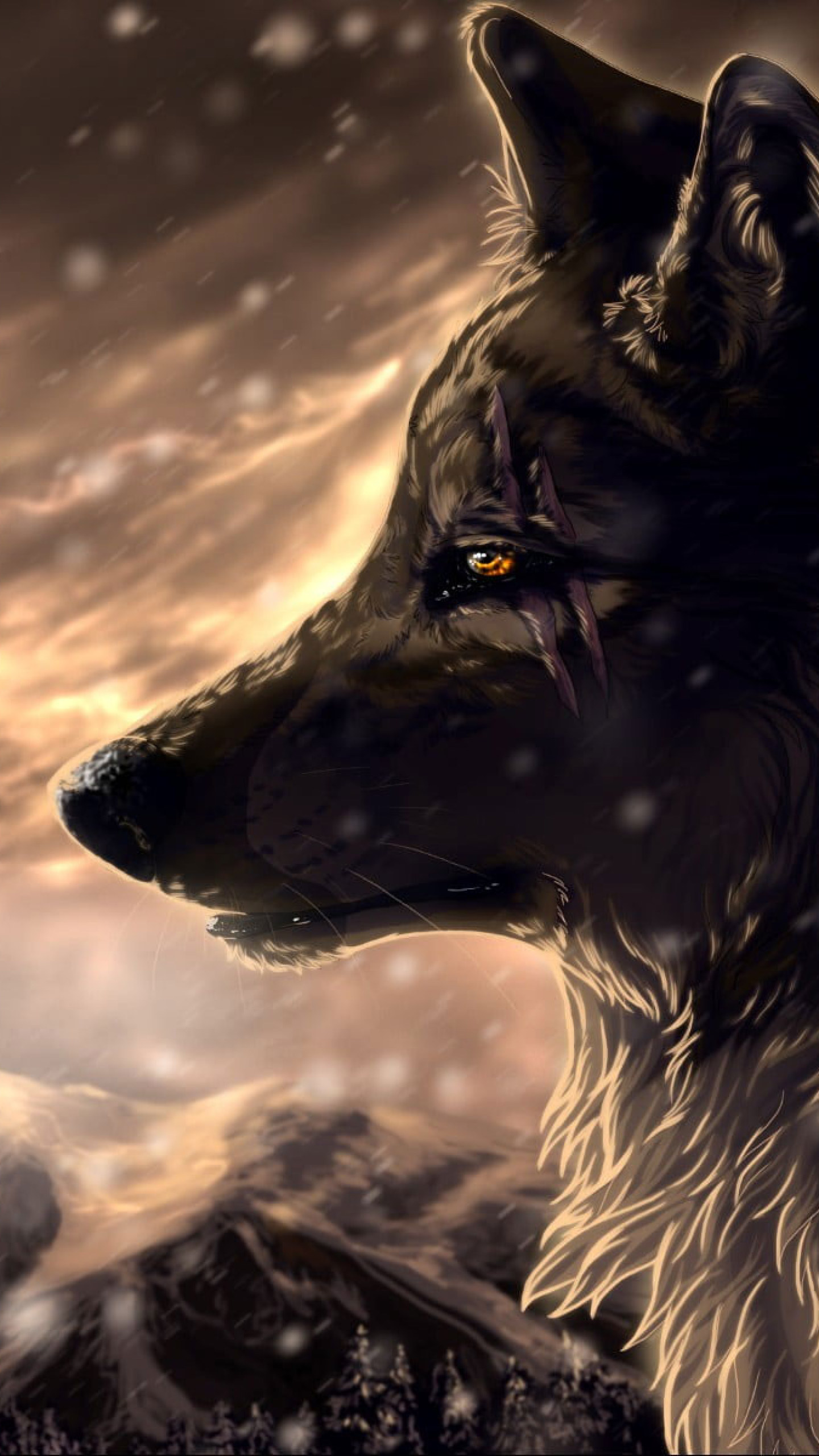 Wolf Wallpaper Illustration, Anime, Animals, Snow, Fantasy Art, Animal Themes • Wallpaper For You