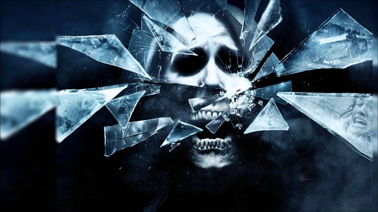 Dark horror shatter glass scream skull wallpaperx1080