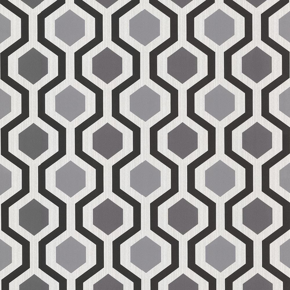 Brewster Marina Black Modern Geometric Black Wallpaper Sample 347 20133SAM Home Depot