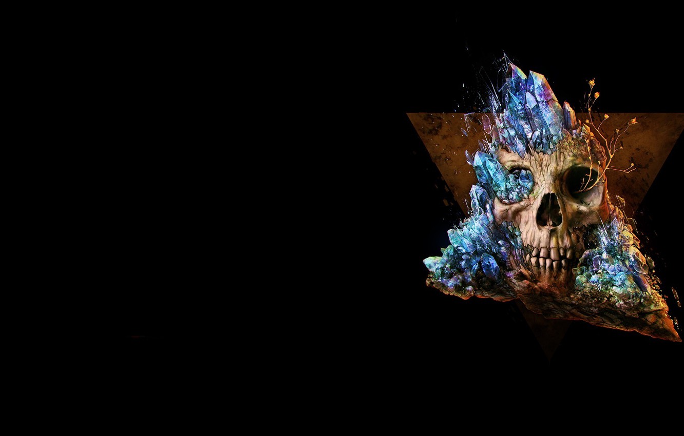 Wallpaper crystal, skull, minimalism, art image for desktop, section минимализм