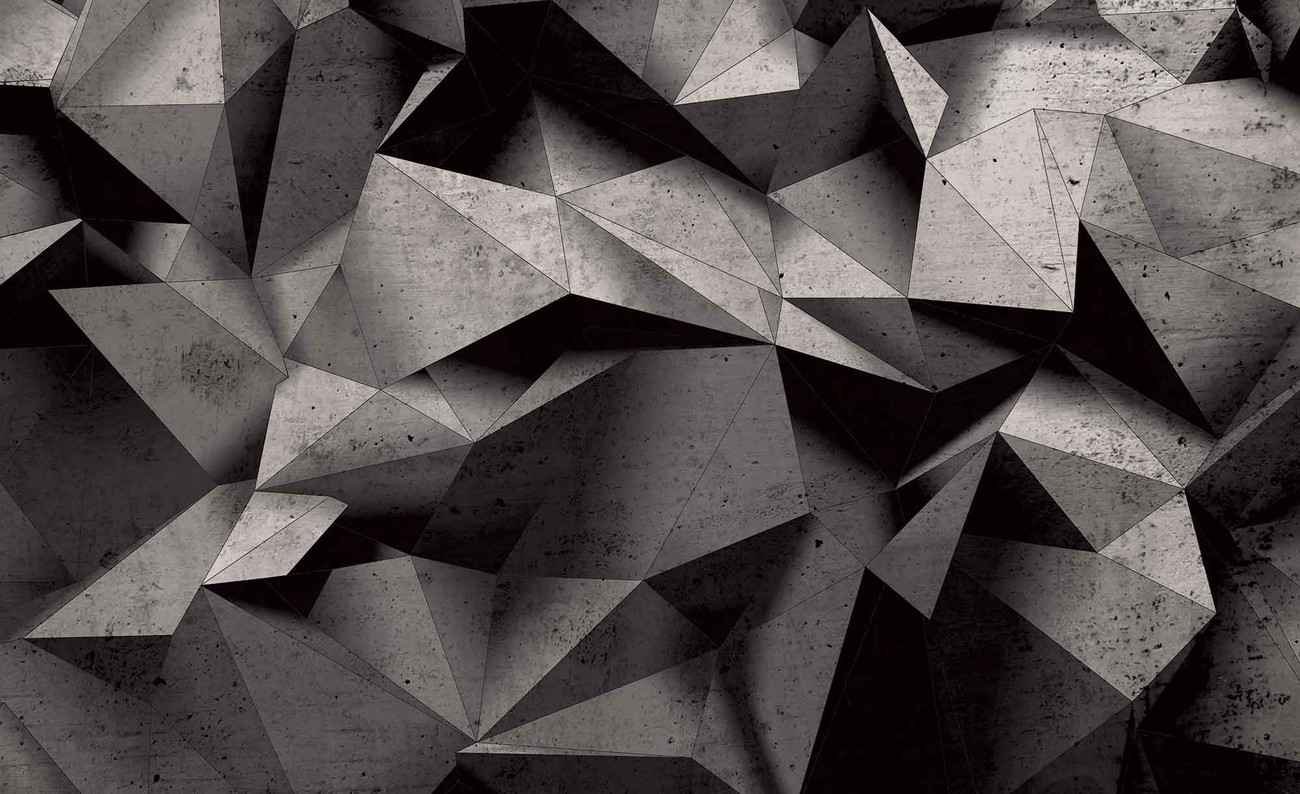 modern geometric wallpaper, black, black and white, origami, monochrome, monochrome photography