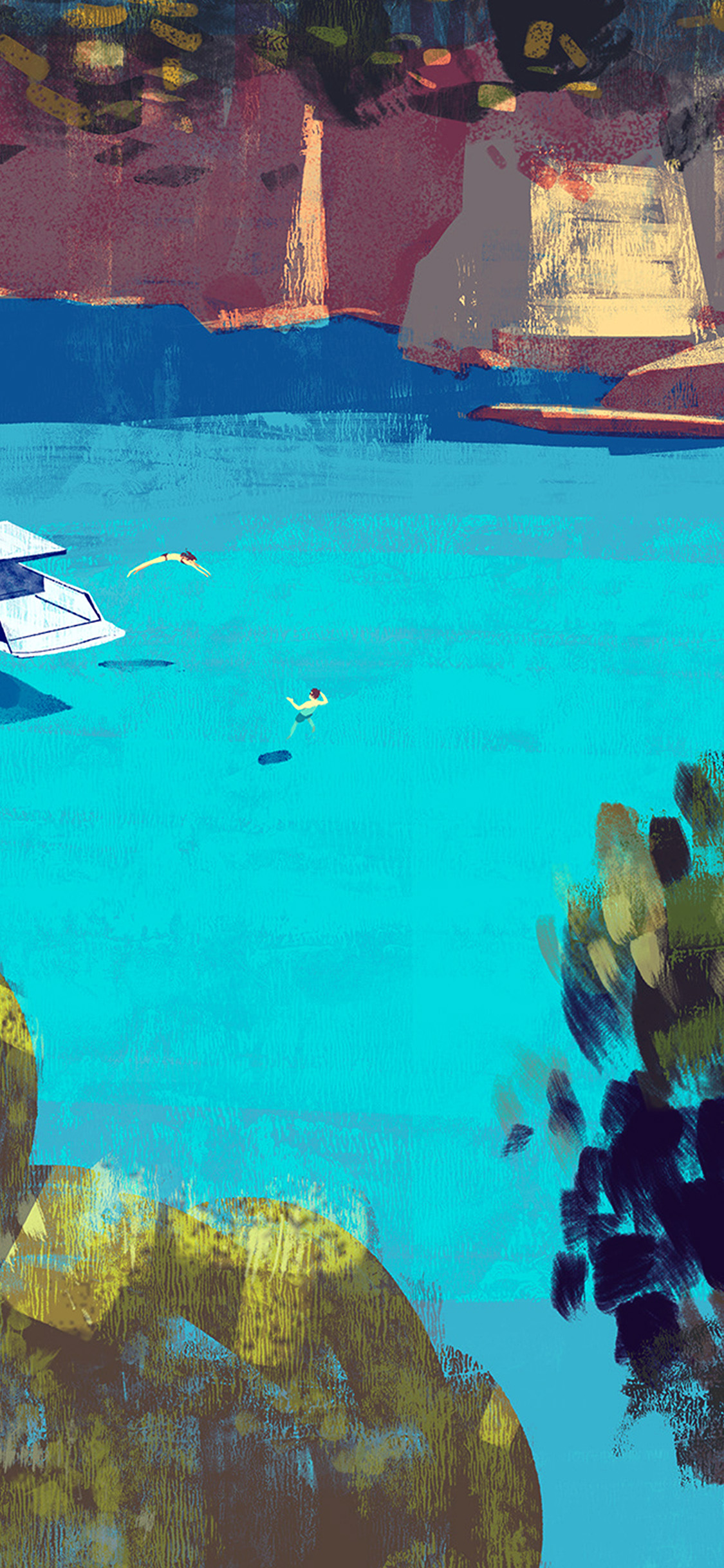 iPhone X wallpaper. summer life blue paint art iillustration